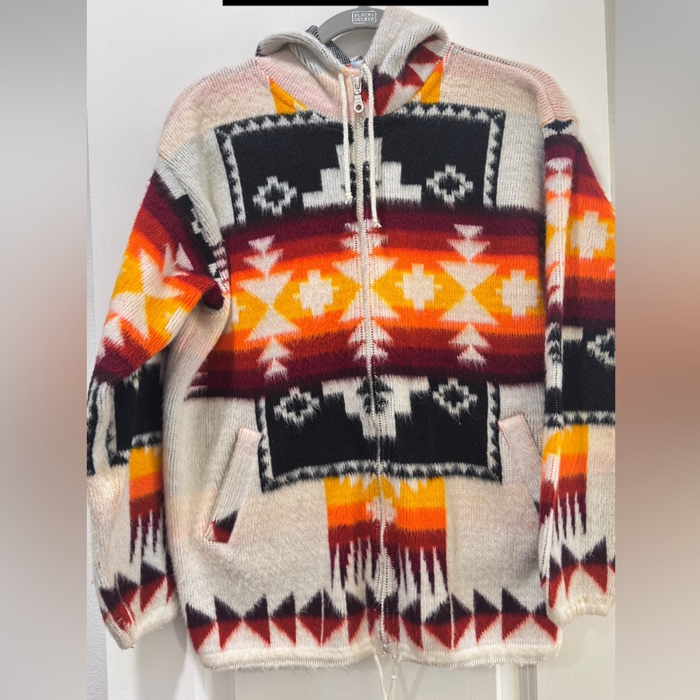 Aztec sweater/knit blanket jacket